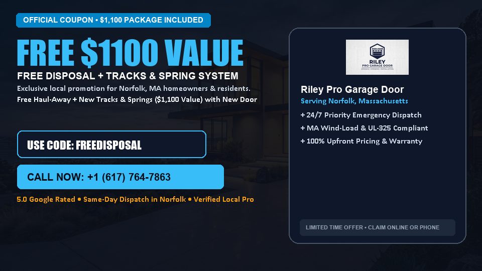 Riley Pro Garage Door FREE Haul-Away & Heavy-Duty Tracks with New Door in Norfolk, MA